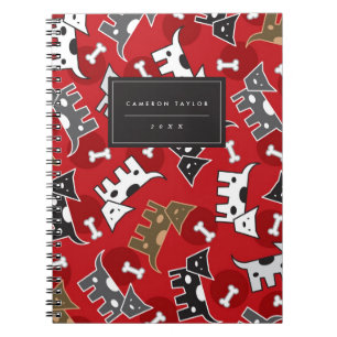 Cute Cartoon Spotted Doggies & Bones Pet Notebook