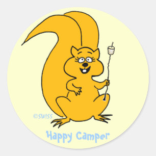 Cute Cartoon Squirrel Happy Camper Envelope Seals