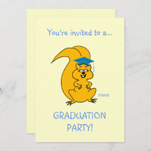 Cute Cartoon Squirrel Outdoor Graduation Party Fun Invitation