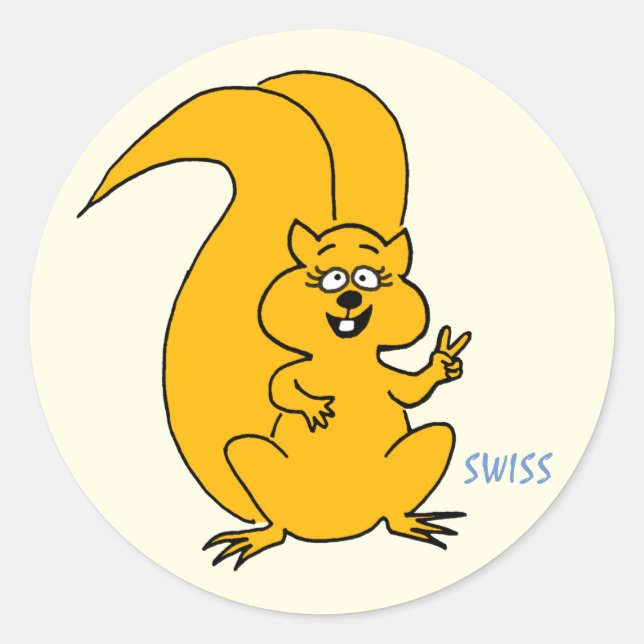 Cute Cartoon Squirrel Peace Sign Apology Classic Round Sticker (Front)