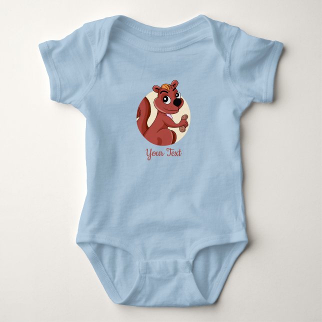 Cute cartoon squirrel with a peanut baby bodysuit (Front)