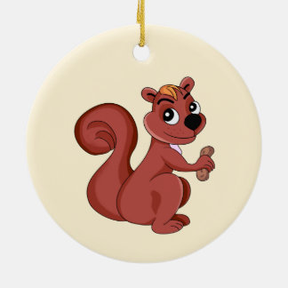 Cute cartoon squirrel with a peanut  ceramic ornament