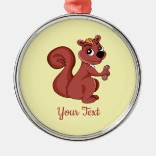 Cute cartoon squirrel with a peanut  metal ornamen ornament