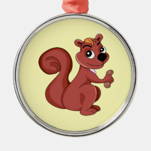 Cute cartoon squirrel with a peanut  metal ornament