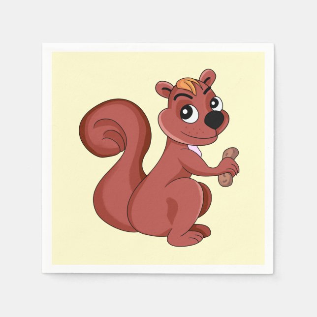 Cute cartoon squirrel with a peanut  napkin (Front)