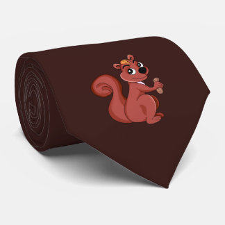 Cute cartoon squirrel with a peanut tie