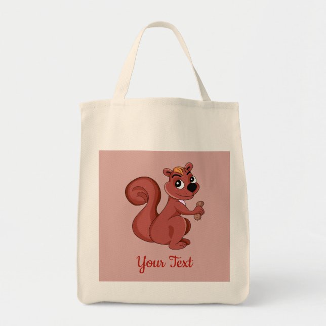 Cute cartoon squirrel with a peanut   tote bag (Front)
