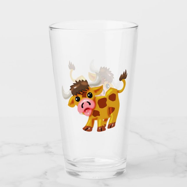 Cute Cartoon Steer Glass (Front)
