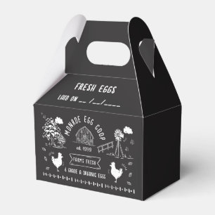 Cute Cartoon Style Doodle Rustic Egg Carton Favor Box