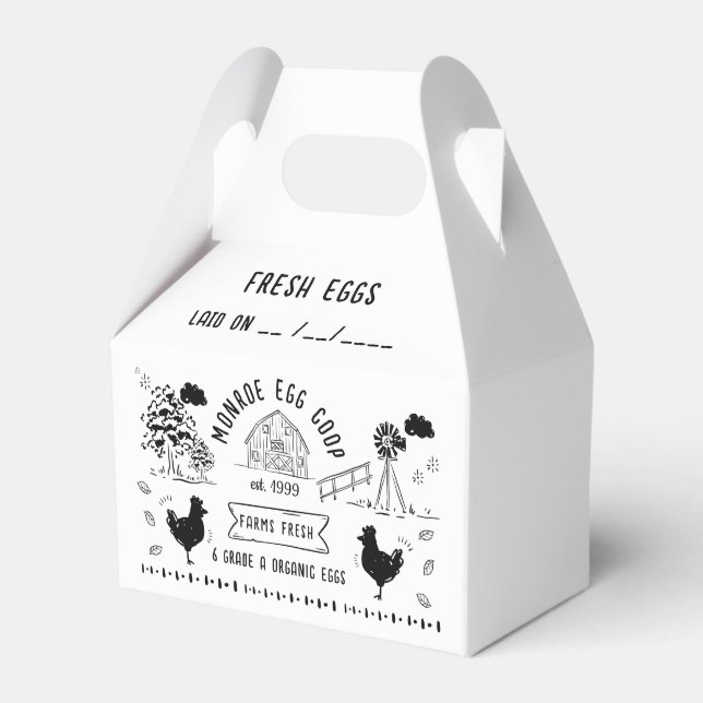 Cute Cartoon Style Doodle Rustic Egg Carton Favor Box (Front Side)