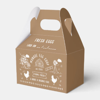 Cute Cartoon Style Doodle Rustic Egg Carton Favor Box