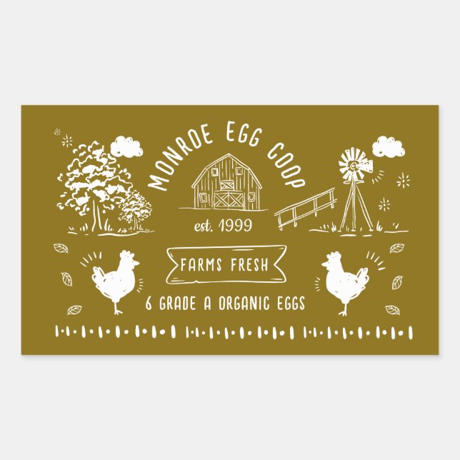 Cute Cartoon Style Doodle Rustic Egg Carton Sticker (Front)