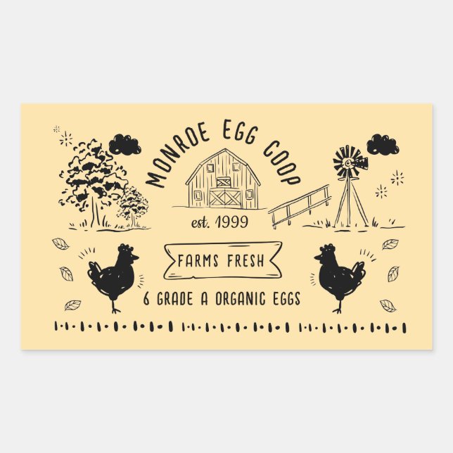 Cute Cartoon Style Doodle Rustic Egg Carton Sticker (Front)