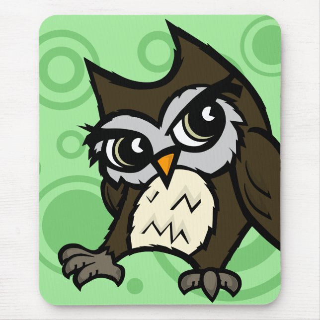 CUTE CARTOON STYLE OWL VERTICAL MOUSE PAD (Front)