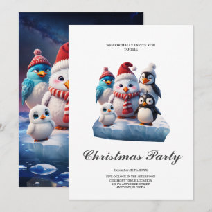 Cute cartoon style penguinsfriends.   invitation
