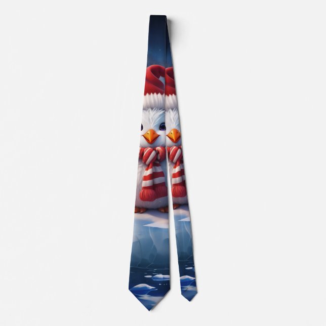 Cute cartoon style penguinsfriends. tie (Front)