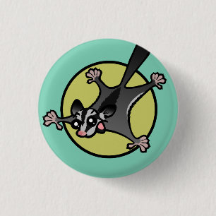 CUTE CARTOON SUGAR GLIDER ROUND PIN BACK BUTTON
