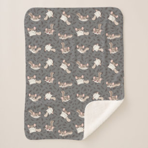 Cute Cartoon Sugar Glider Sherpa Blanket