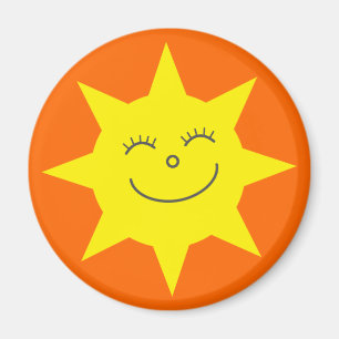 Cute Cartoon Sun Happy Face Orange Custom Magnet