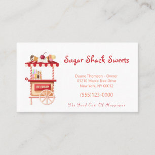 Cute Cartoon Sweets Ice Cream Food Truck Business Card