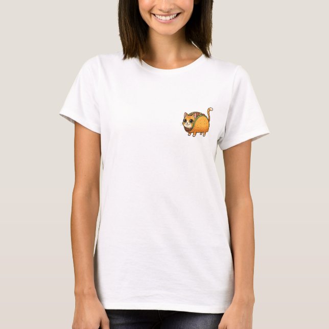 Cute Cartoon Taco Cat Hybrid Illustration T-Shirt (Front)