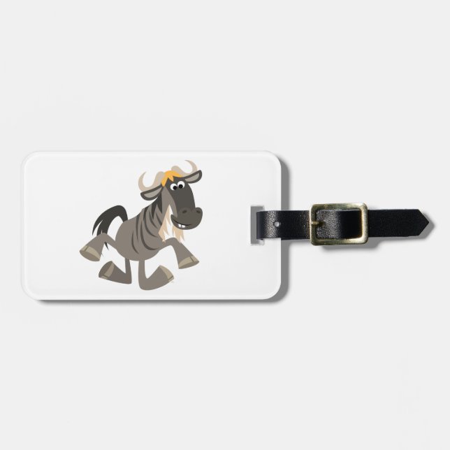 Cute Cartoon Tap Dancing Wildebeest Luggage Tag (Front Horizontal)