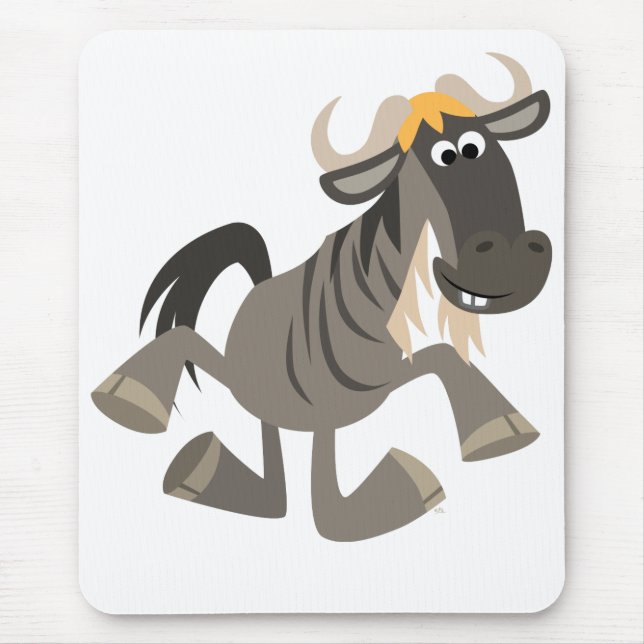 Cute Cartoon Tap Dancing Wildebeest Mousepad (Front)