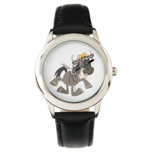 Cute Cartoon Tap Dancing Wildebeest Watch (Front)