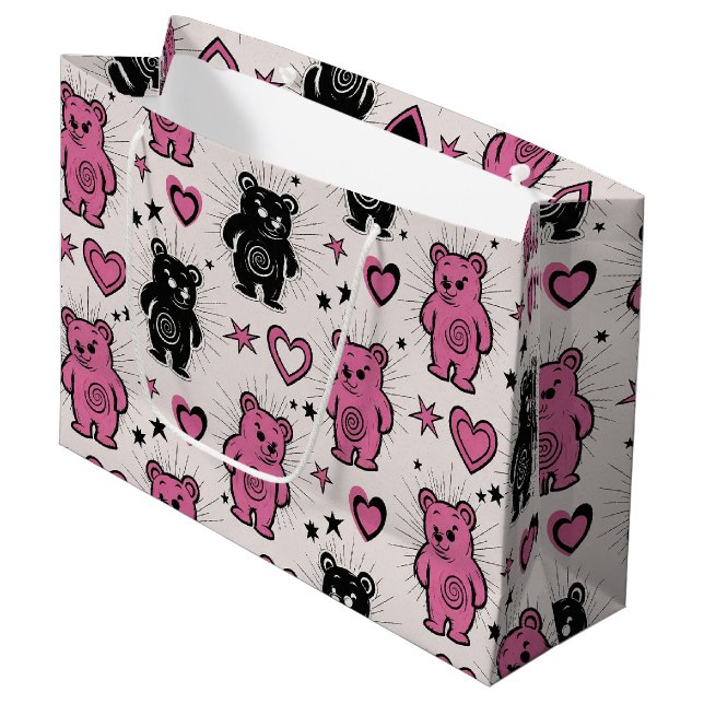 Cute Cartoon Teddy Bear Pattern Large Gift Bag (Front Angled)