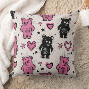 Cute Cartoon Teddy Bear Pattern Throw Pillow