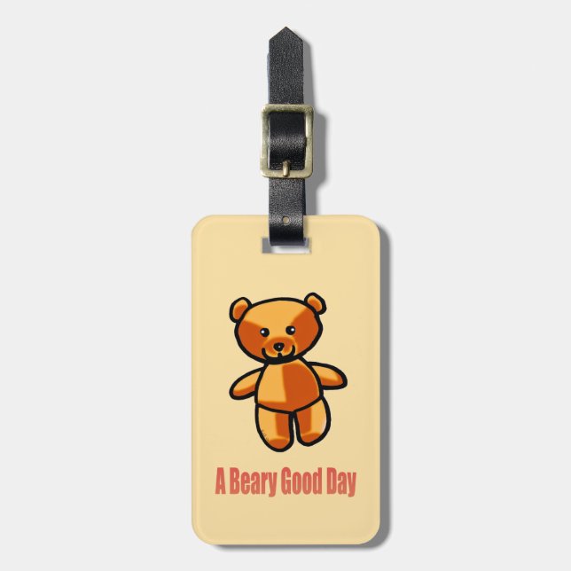 Cute Cartoon Teddy Bear Pun Illustration Luggage Tag (Front Vertical)