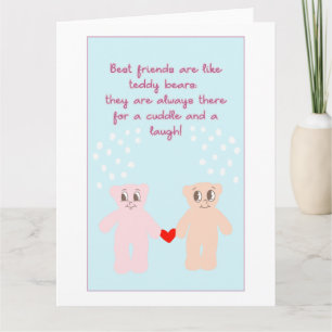 Cute Cartoon Teddy Bears Bestie Quote Galentine Card