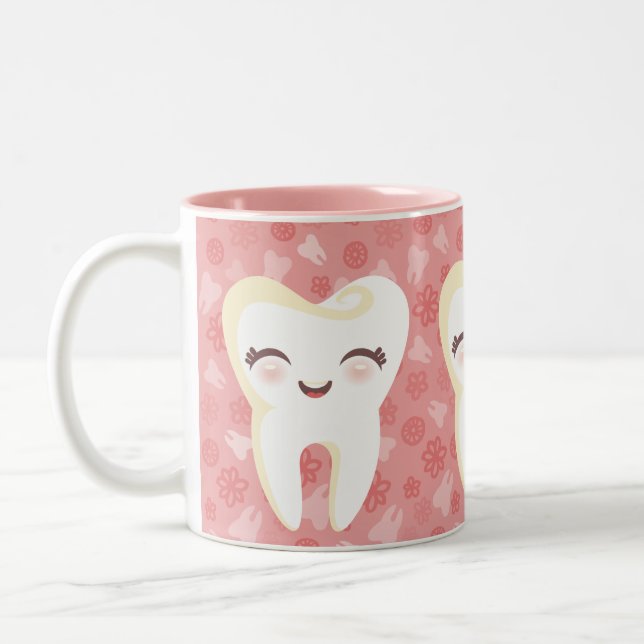 Cute Cartoon Teeth - Pink Gift Mug (Left)