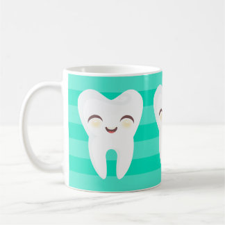 Cute Cartoon Teeth - Teal Stripes Mug