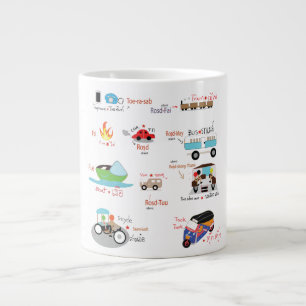 cute cartoon Thai word vehicles mug