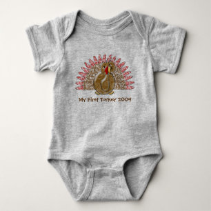Cute Cartoon Thanksgiving Turkey Baby Bodysuit