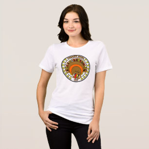 Cute Cartoon Thanksgiving Turkey Bowl T-shirt Tri-Blend Shirt