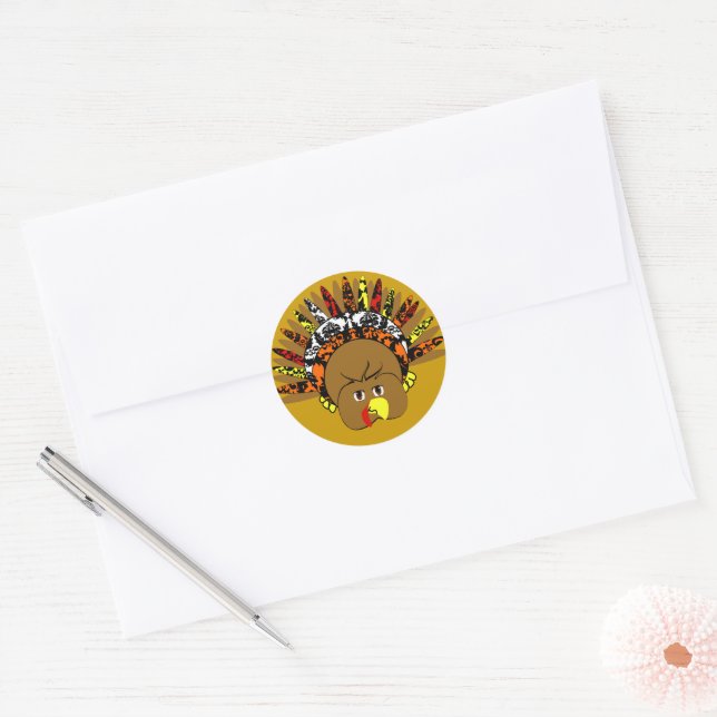 Cute Cartoon Thanksgiving Turkey Sticker (Envelope)