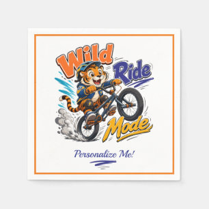 Cute Cartoon Tiger BMX Bike Kids Personalized Napkin