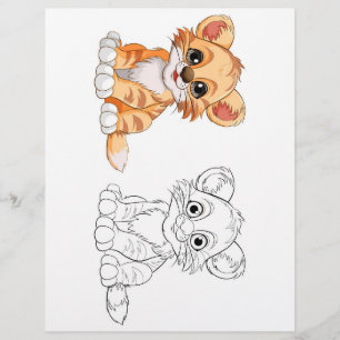 Cute Cartoon tiger colouring page