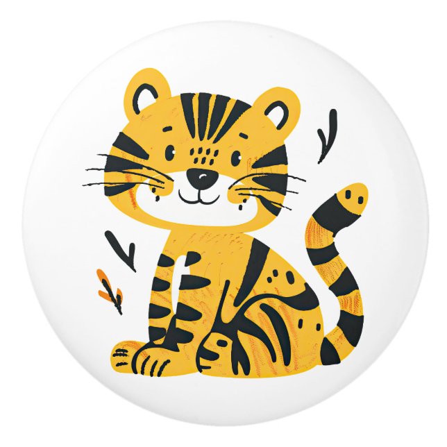 Cute cartoon tiger decoration ceramic knob (Front)