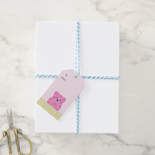 Cute Cartoon Tiger Gift Tags (With Twine)
