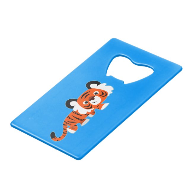 Cute Cartoon Tiger on The Prowl Bottle Opener Credit Card Bottle Opener (Front Angled)