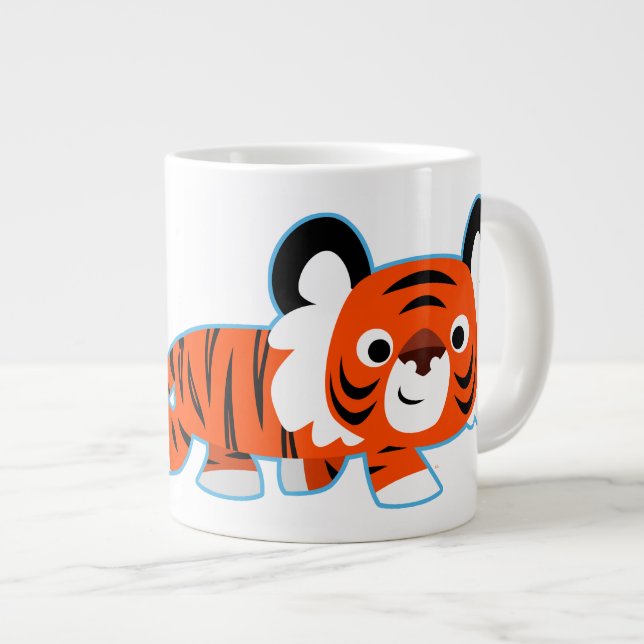 Cute Cartoon Tiger on The Prowl Jumbo Mug (Front Right)