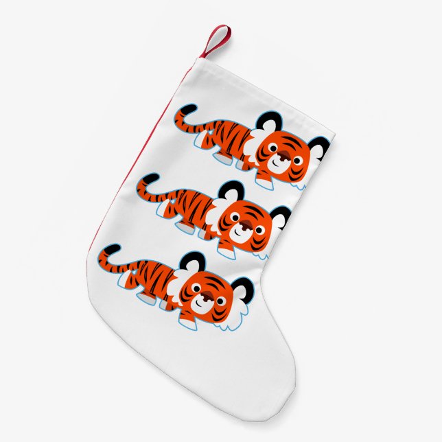 Cute Cartoon Tiger on The Prowl Stocking (Front (Hanging))