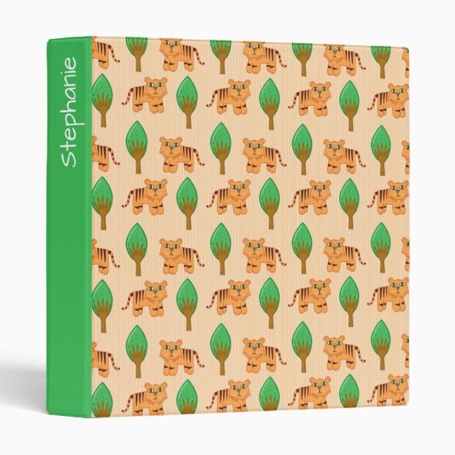 Cute Cartoon Tiger Pattern Personalised Binder (Front/Spine)
