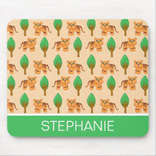Cute Cartoon Tiger Pattern Personalised Mouse Pad