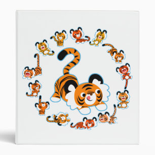 Cute Cartoon Tigers Mandala (Blue) Avery Binder