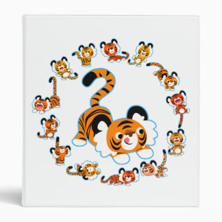 Cute Cartoon Tigers Mandala (Blue) Avery Binder