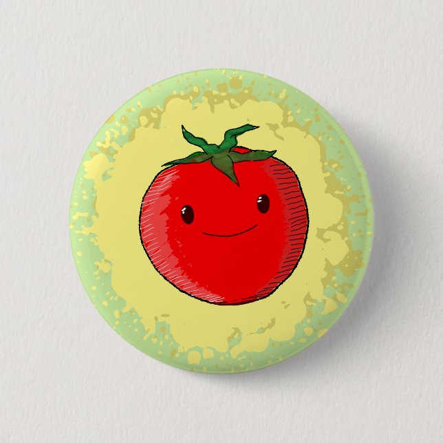 Cute Cartoon Tomato 2 Inch Round Button (Front)